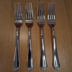 Lot (4) LENOX 18/10 Stainless BRITISH COLONIAL Glossy 8-1/4" Dinner Fork Set EUC